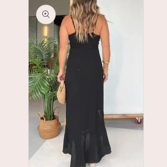 Black Ruffled Maxi Dress - Picture 3 of 3